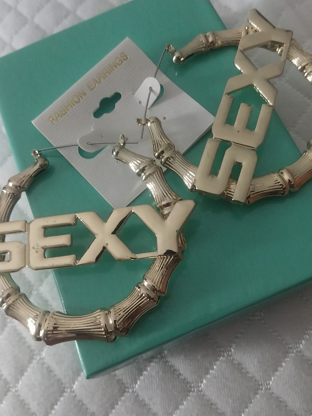 GOLD 'GEXY' Bamboo Hoop Statement Earrings - Women Jewelry